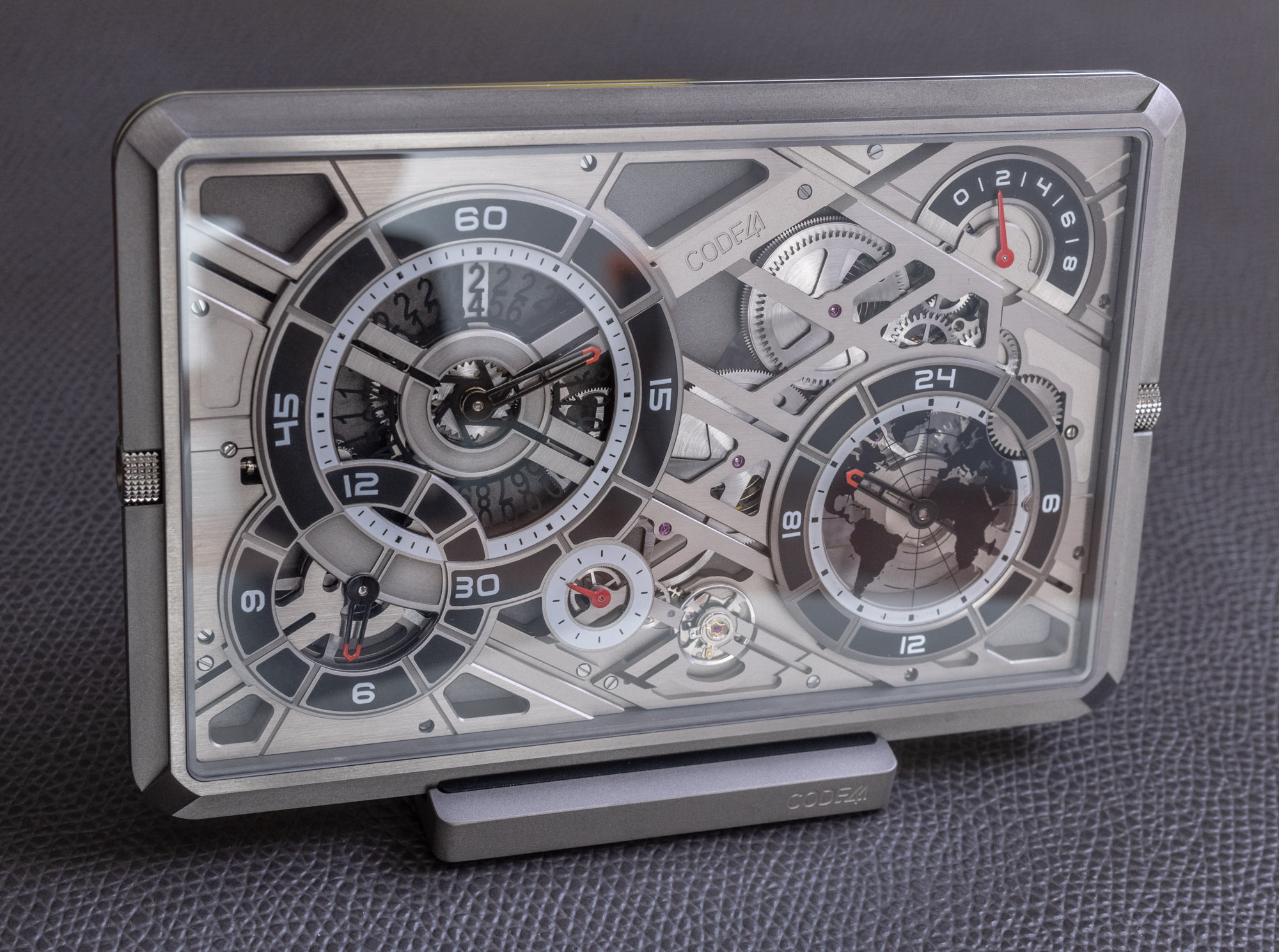 slim & titanium-cut pocket watch 'mecascape' by CODE41 shows
